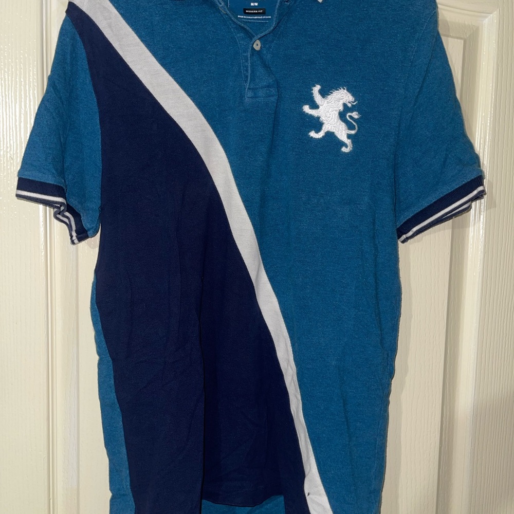 Express Men’s Pique Polo Modern Fit Black & Blue Shirt- Size M